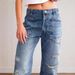 Spot 2025 new European and American cross border retro ripped straight pants casual stitching trousers loose jeans women_mkmklike.com