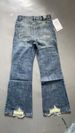 Patchwork Bootcut Slightly Flared Jeans Men's Clothing Denim Washed Blue Parisian Demna Style_mkmklike.com