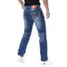 Men's Stretch Skinny Jeans Slim Fit Blue Trousers With Multiple Embroidered Back Pockets_mkmklike.com