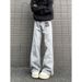"Men's High Street Washed Jeans – Distressed & Deconstructed Straight-Leg Pants With Artistic Prints | Micro Flare & Avant-Garde Denim"_mkmklike.com