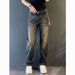Men's Clothing Men's Smoky Gray Washed Retro Straight Leg Jeans Style High Street Loose Fit Slimming Casual Slightly Flared Trousers_mkmklike.com