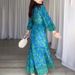 Women's Clothing Women's Fashion Print Lantern Sleeve Retro Slim Dress_mkmklike.com