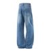 Unisex Retro Washed Light Blue Jeans Loose Straight Leg Casual Trousers Trendy Spring Autumn_mkmklike.com