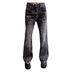 Men's Clothing Cleanfit Distressed Retro Gradient Washed Color Straight Leg High Black And Gray Jeans_mkmklike.com