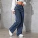 Women's Clothing Women's Stretch Denim Jeans - High Waist Loose Fit Comfortable Casual Pants For Work & Daily Wear (Dark Blue, Sizes 25-32)_mkmklike.com