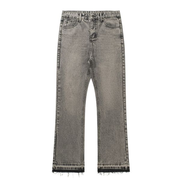 Men's Clothing Smoky Gray Tassel Retro Cement Gray Trousers Cleanfit Jeans_mkmklike.com