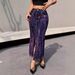 Women's Clothing Supply Of Fashionable High Waist Elastic Slit Mid Length Skirt Creative Texture Tie Dye Denim Skirt_mkmklike.com