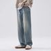 Men's Vintage Washed Jeans – Relaxed Straight Fit (Retro, Mid-Rise, Light Stretch, S-3XL)_mkmklike.com