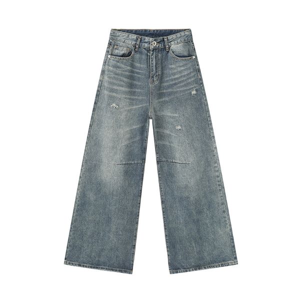 EF JEANS | 2024 New Product, American High Street Destruction, Wind Wear And Tear Mopping, Washed Jeans, Wide Legs Mopping_mkmklike.com