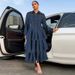 Women’s Denim Tiered Dress – Long Sleeve Lapel Collar Maxi Dress (Dark Blue, S-2XL)_mkmklike.com