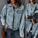 "Oversized Denim Jacket For Women – Relaxed Fit Distressed Casual Jacket, Vintage Washed Blue Jean Coat For Fall & Winter"_mkmklike.com