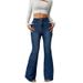 Women's Clothing Retro Blue High Waist Slim Flared Jeans For Women Spring And Autumn Petite Horseshoe Pants Elastic Raw Edge Lengthened Pants_mkmklike.com