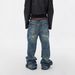 Men's Trendy Y2K American Style Jeans High Street Washed Slim Fit Straight Leg Long Pants_mkmklike.com