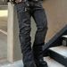 2026 Men's Clothing Patchwork Slim Fit Jeans American Style Slight Flare Stylish Denim Trousers_mkmklike.com