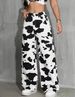 Women's High-Waisted Cow Print Wide Leg Pants Slimming Straight Leg Faux Jeans European American Style Retro Y2K Unique Print_mkmklike.com
