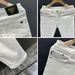 Men's Clothing High End White Pants Simple Summer Trendy Business Cotton Skinny Jeans Slim Nine Point Pants_mkmklike.com