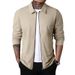 2026 Cross-Border New Autumn Cardigan Zipper Coat Casual Men's Long Sleeve Turn-Down Collar Waffle Jacket_mkmklike.com