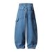 Men's Loose Fit Straight Leg Jeans - Vintage American Style Cleanfit Denim Pants With Unique Curve Design_mkmklike.com