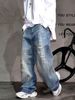 Men's Distressed Baggy Jeans – Vintage Washed Wide-Leg Denim Pants With Ripped Details (Sizes 28-36) Retro Streetwear Style_mkmklike.com