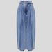 Women's High-Waisted Zip-Ankle Jeans – Retro Loose Fit Denim Pants With Adjustable Cuffs, Streetwear Staple (Blue)_mkmklike.com