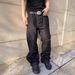 Men's High Street Vintage Jeans – Slim Fit With Subtle Flare, Retro Black Denim For Urban Streetwear (Sizes S-3xl)_mkmklike.com