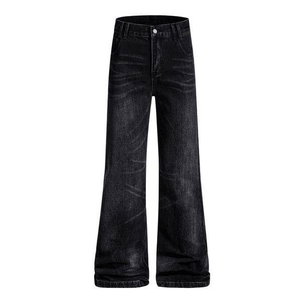 Vibe Style Hippie Niche Washed Denim Pants Men's Street Fashion Vintage Loose Wide-Leg Flared Trousers_mkmklike.com