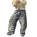 Trendy Blue Ripped Jeans Men's Autumn And Winter New Style American Beggar Oversized Straight Wide Leg Pants_mkmklike.com
