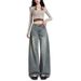 Vintage Korean Wide-Leg Jeans Women, Autumn New Loose Fit For Pear-Shaped Body, BF Lazy Style Plus Size Long Pants_mkmklike.com