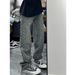 Men's Clothing Men's Straight Leg Blue Jacquard All Over Print Jeans Trendy Summer Design Niche Style High Street Vibe Pants_mkmklike.com