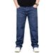 Large Size Men's Spring And Summer Simple Embroidery Fat Jeans Men's Elastic Straight Business Jeans Men's Menswear_mkmklike.com