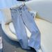 Women's High Waist Straight Leg Jeans Adjustable Buckle Loose Fit Slimming Floor Length plus Size Denim_mkmklike.com