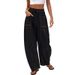 K Casual And Versatile Women's Loose Wide Leg Pants, Casual And Fashionable Drawstring Casual Pants_mkmklike.com