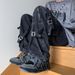 Men's Streetwear Cargo Jeans – Zip & Strap Detail, Loose Fit, High-Street Aesthetic (S-3XL, Black/Blue)_mkmklike.com