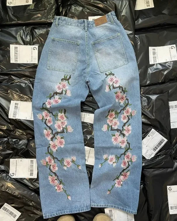 Y2K Baggy Jeans Harajuku Vintage Kirschblüte Stickerei Hochwertige Jeans Streetwear Hip Hop Gothic Männer Frauen Jeans Mit Weitem Bein_mkmklike.com