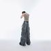 Men's Distressed Multi Pocket Design Jeans Destroy Contradictions Hand Painted Ripped Loose Straight Pants_mkmklike.com
