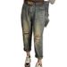 Ripped Straight-leg Jeans For Women, Spring And Autumn, High-waisted, Plus-size, Loose, Slimming, Harem Pants, Versatile_mkmklike.com
