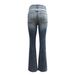 Elegant Distressed Flare Jeans For Women – Vintage Washed Denim With Double Button Detail_mkmklike.com