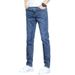 Men's Stretch Slim Fit Jeans – Classic Straight Leg Denim Pants (Dark Blue/Blue/Light Blue/Black) Button Fly & Mid-Rise Waist_mkmklike.com