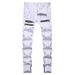 Men's Slim Fit Stretch Denim Jeans With Paint Splatter Detail And Zipper Accents, Edgy Urban Style Comfortable Slim Fit_mkmklike.com