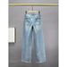 High-Waisted Straight Leg Jeans For Women - Stretch Denim Pants With Star Rhinestone Embellishments & Classic Blue Wash_mkmklike.com