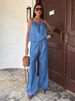 Women's Vintage Denim Tank Top + High Waist Straight Leg Pants Set – Retro Casual Outfit_mkmklike.com