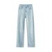 In-stock Lyocell Ultra-thin Soft Denim Narrow Straight High-waisted Fashionable Slimming Slightly Stretchy Women's Jeans_mkmklike.com