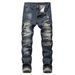 Men's Clothing Men's Ripped Hole Straight Slim Non Stretch Jeans Multi Tattered Men's North Trousers_mkmklike.com