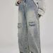 Men's Clothing Retro Ripped Jeans Straight Leg Pants For Men And Women Loose Wide Leg Long Trousers Spring Autumn Style Summer Floor Length_mkmklike.com