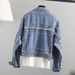 Women’s Oversized Denim Jacket With Beaded Ins Details – Korean Style Loose Fit Vintage Hong Kong Fashion (Indigo Blue, One Size Fits Most)_mkmklike.com