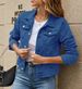 Women's Denim Jackets Fashion Female Casual Long Sleeve Lapel Solid Button Down Chest Pocket Slim Jean Jacket Fall Winter Coat_mkmklike.com
