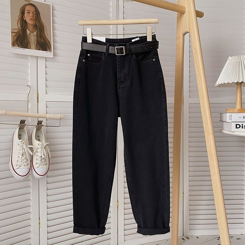 Women's Summer Thin Straight Leg Cropped Denim Jeans Casual Slimming Loose Carrot Pants Harem Dad Style 2025 New_mkmklike.com