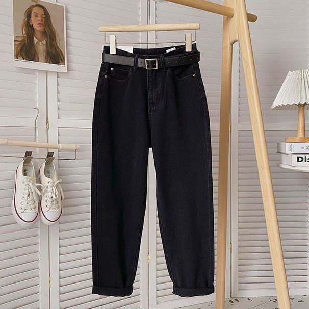 Women's Summer Thin Straight Leg Cropped Denim Jeans Casual Slimming Loose Carrot Pants Harem Dad Style 2025 New_mkmklike.com