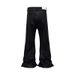 Men's Clothing High Street Waxed Coated Wide Leg Jeans With Ripped Patches Loose Flared Pants_mkmklike.com