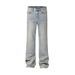 Men's Clothing Spring Cleanfit Ice Blue 501 Pants Slim Trendy Straight Drape Snowflake Pattern Washed Distressed Men_mkmklike.com